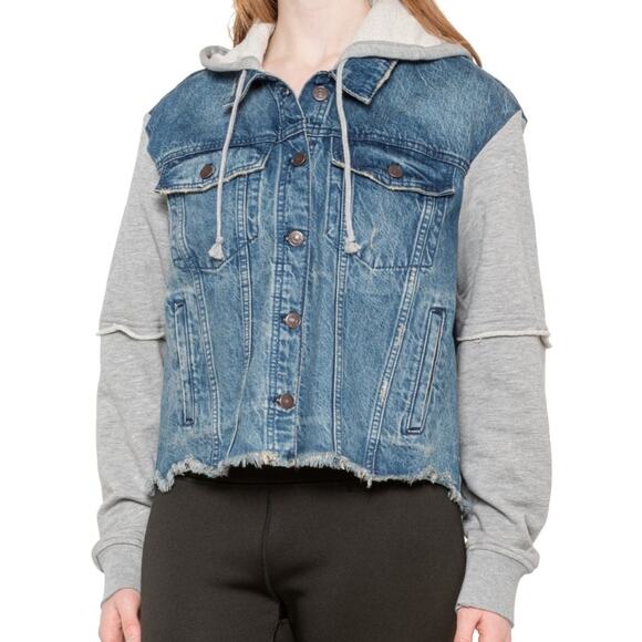 Free People Women's Throwback Denim and Knit Jacket Size XL NEW - Picture 1 of 2
